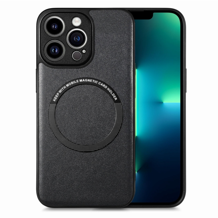 

For iPhone 13 Pro Max Solid Color Leather Skin Back Cover Phone Case(Black)