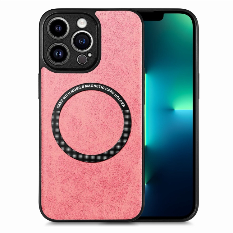 

For iPhone 13 Pro Max Solid Color Leather Skin Back Cover Phone Case(Pink)