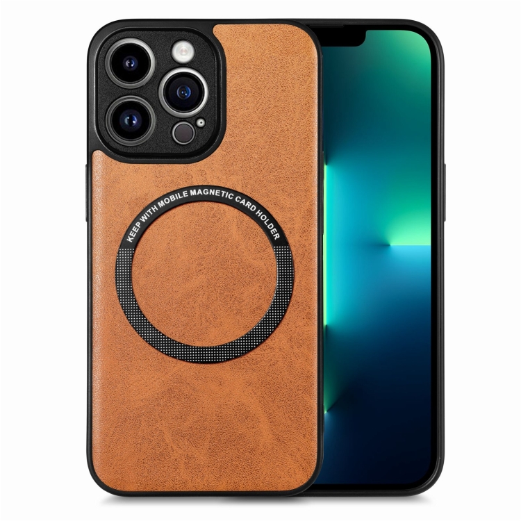 

For iPhone 13 Pro Max Solid Color Leather Skin Back Cover Phone Case(Brown)