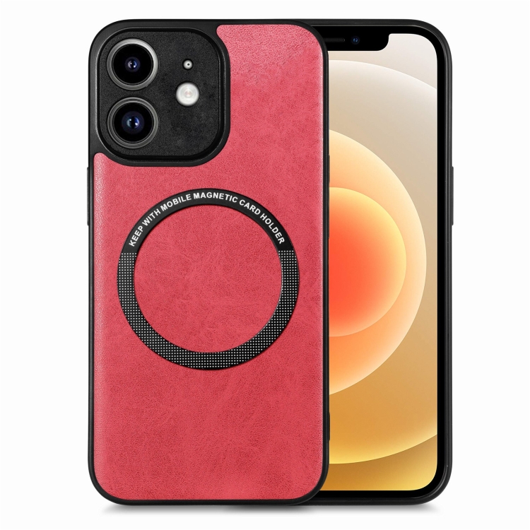 

For iPhone 12 mini Solid Color Leather Skin Back Cover Phone Case(Red)