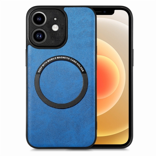 

For iPhone 12 mini Solid Color Leather Skin Back Cover Phone Case(Blue)
