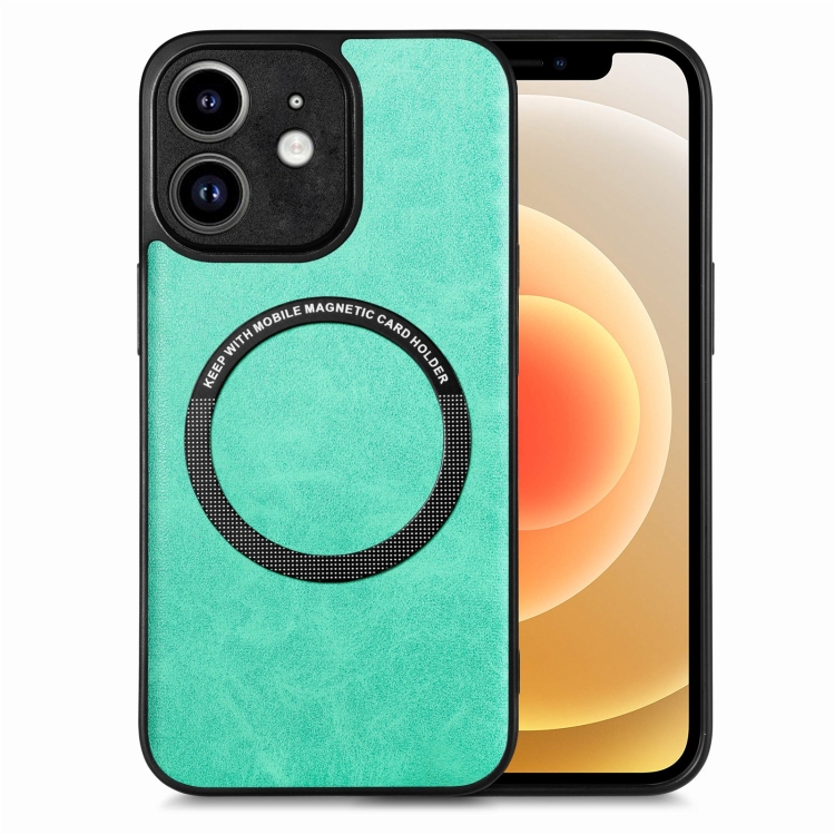 

For iPhone 12 Solid Color Leather Skin Back Cover Phone Case(Green)