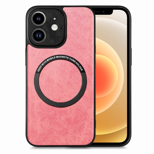 

For iPhone 12 Solid Color Leather Skin Back Cover Phone Case(Pink)