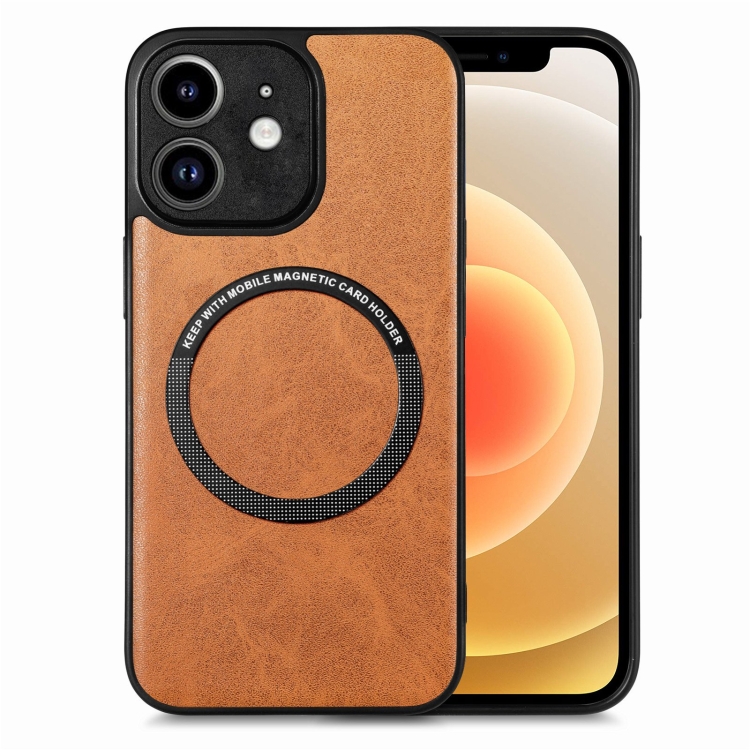 

For iPhone 12 Solid Color Leather Skin Back Cover Phone Case(Brown)