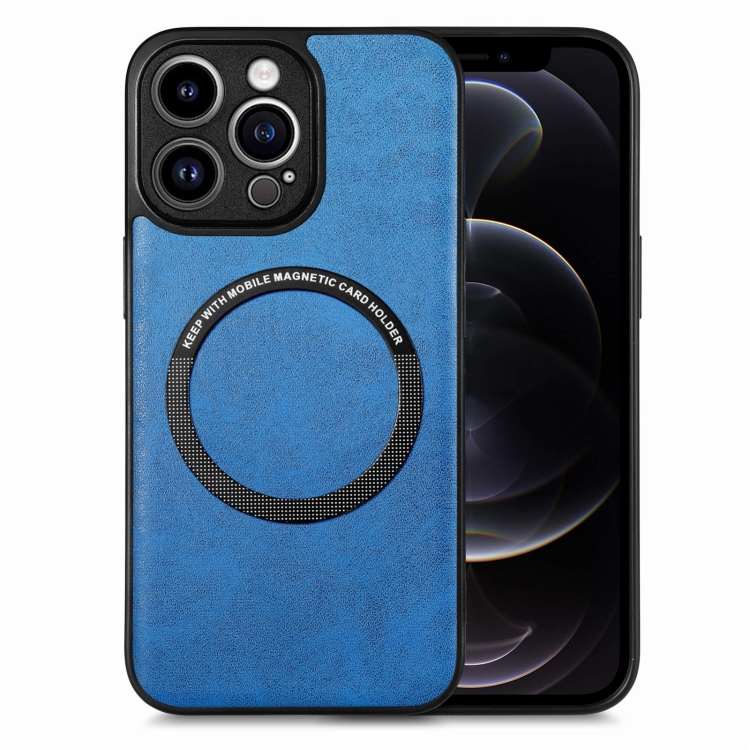 

For iPhone 12 Pro Solid Color Leather Skin Back Cover Phone Case(Blue)