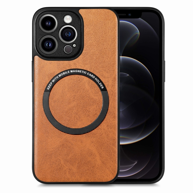 

For iPhone 12 Pro Solid Color Leather Skin Back Cover Phone Case(Brown)