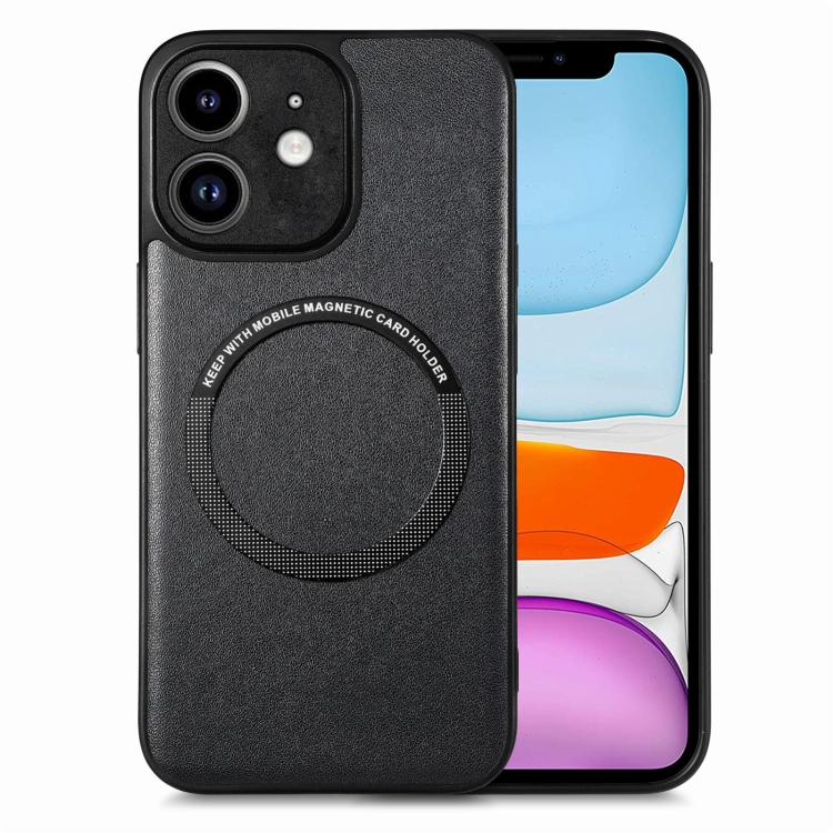 

For iPhone 11 Solid Color Leather Skin Back Cover Phone Case(Black)