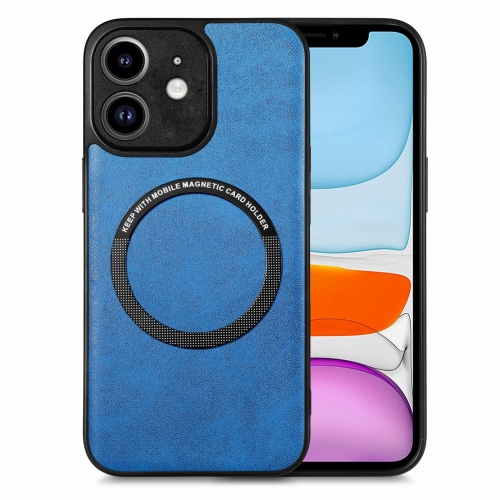 

For iPhone 11 Solid Color Leather Skin Back Cover Phone Case(Blue)
