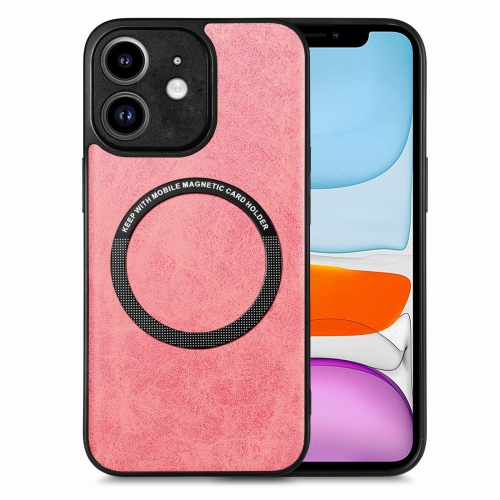 

For iPhone 11 Solid Color Leather Skin Back Cover Phone Case(Pink)