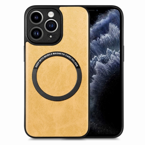 

For iPhone 11 Pro Solid Color Leather Skin Back Cover Phone Case(Yellow)