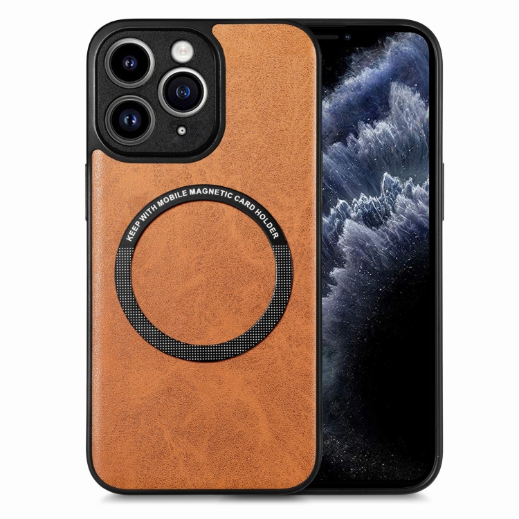 

For iPhone 11 Pro Max Solid Color Leather Skin Back Cover Phone Case(Brown)