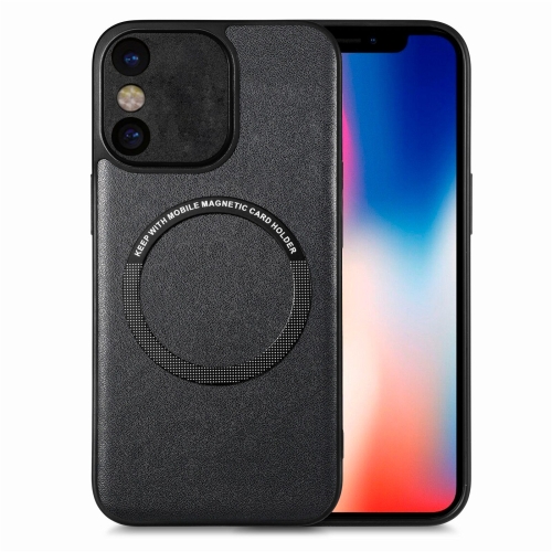 

For iPhone X / XS Solid Color Leather Skin Back Cover Phone Case(Black)