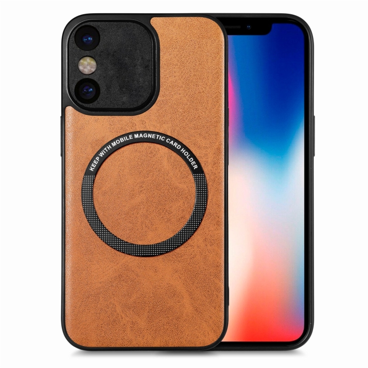 

For iPhone X / XS Solid Color Leather Skin Back Cover Phone Case(Brown)