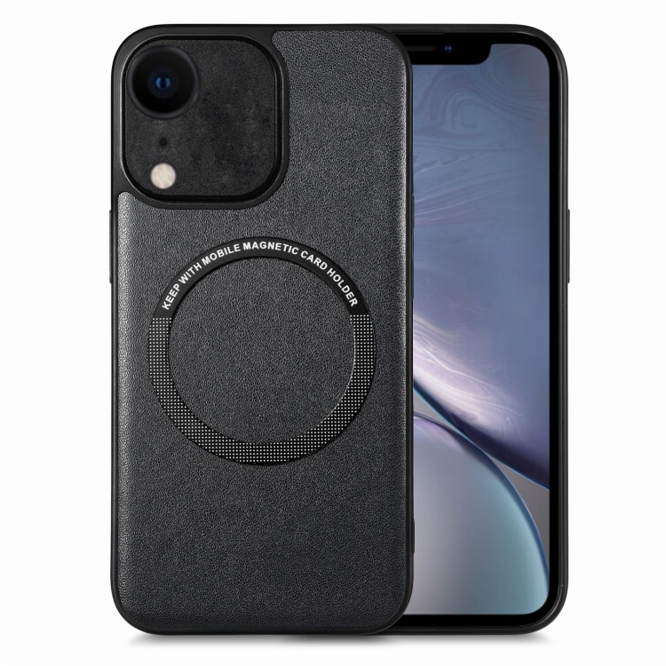

For iPhone XR Solid Color Leather Skin Back Cover Phone Case(Black)