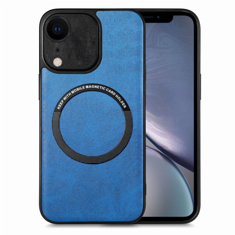 

For iPhone XR Solid Color Leather Skin Back Cover Phone Case(Blue)