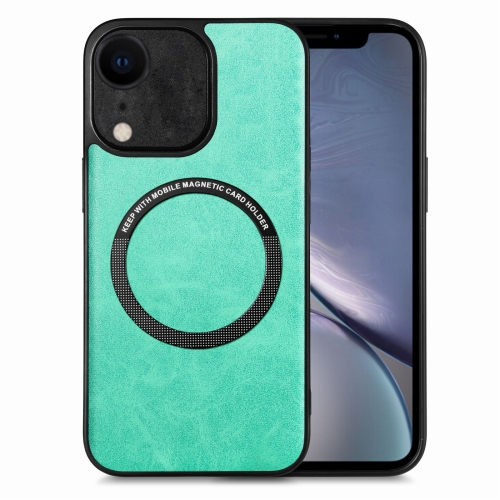 

For iPhone XR Solid Color Leather Skin Back Cover Phone Case(Green)