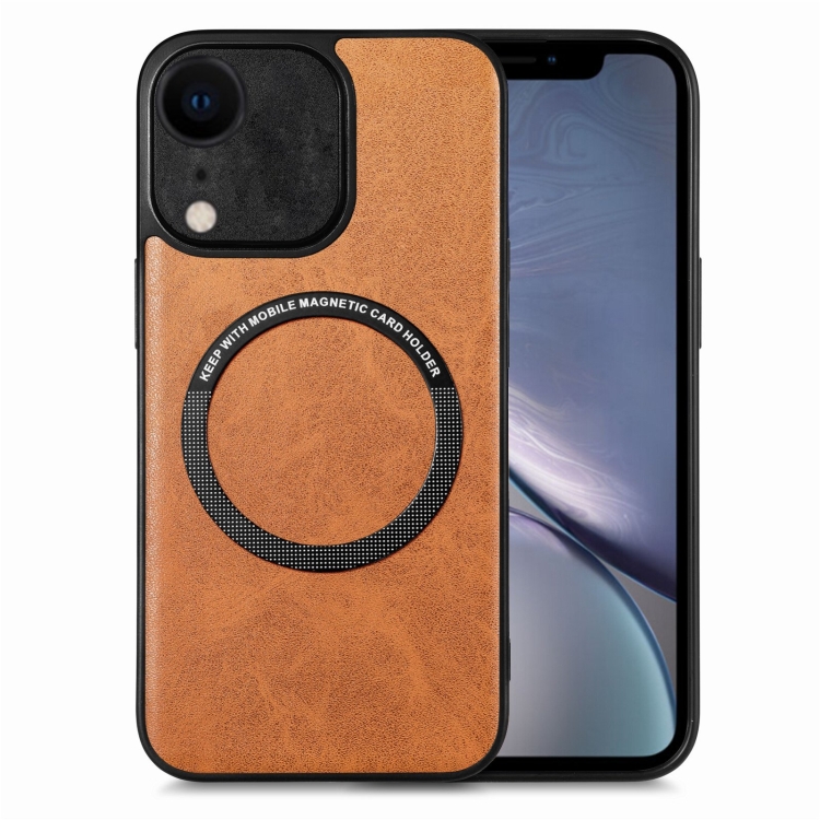 

For iPhone XR Solid Color Leather Skin Back Cover Phone Case(Brown)