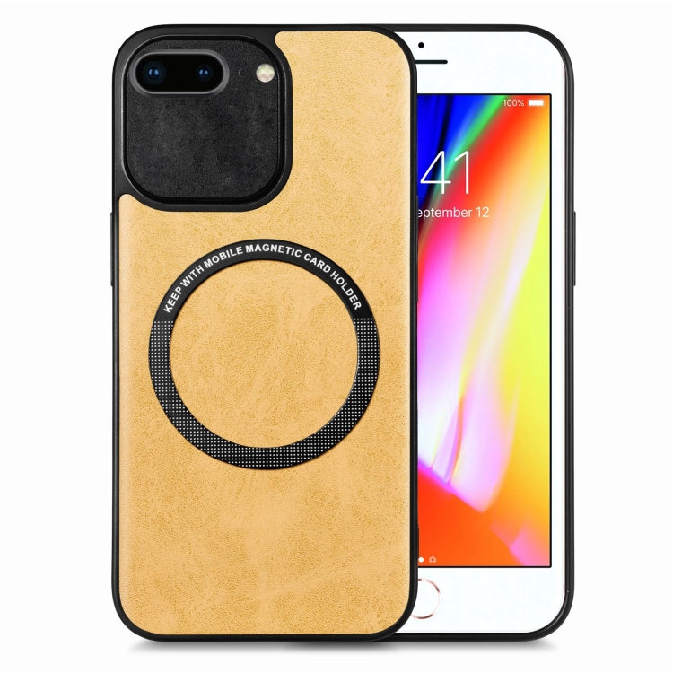 

For iPhone 7 Plus / 8 Plus Solid Color Leather Skin Back Cover Phone Case(Yellow)