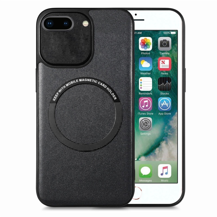 

For iPhone 6 Plus / 6s Plus Solid Color Leather Skin Back Cover Phone Case(Black)