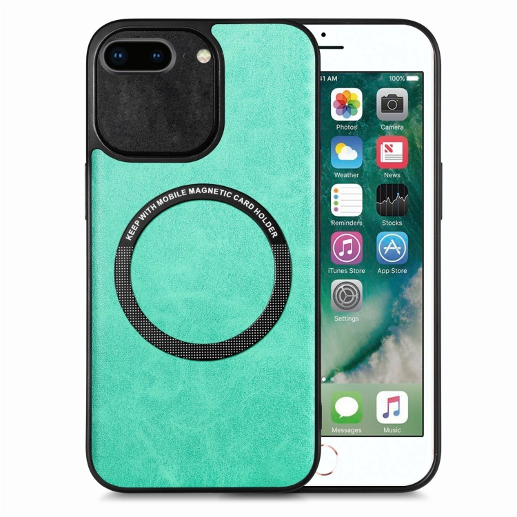 

For iPhone 6 Plus / 6s Plus Solid Color Leather Skin Back Cover Phone Case(Green)