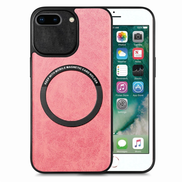 

For iPhone 6 Plus / 6s Plus Solid Color Leather Skin Back Cover Phone Case(Pink)