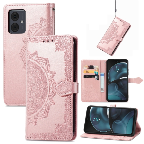 

For Motorola Moto G14 Mandala Flower Embossed Leather Phone Case(Rose Gold)