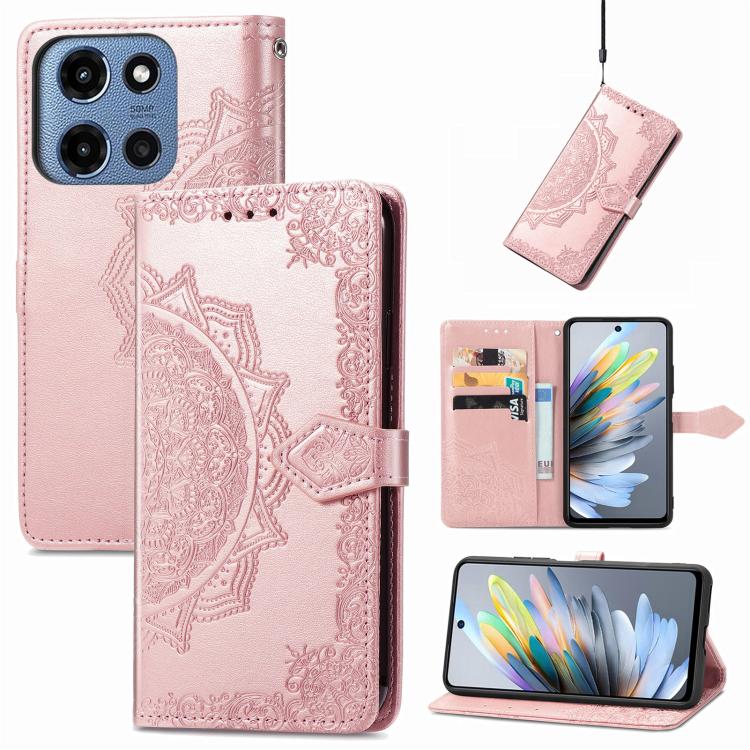 

For Motorola Moto G 2025 Mandala Flower Embossed Leather Phone Case(Rose Gold)
