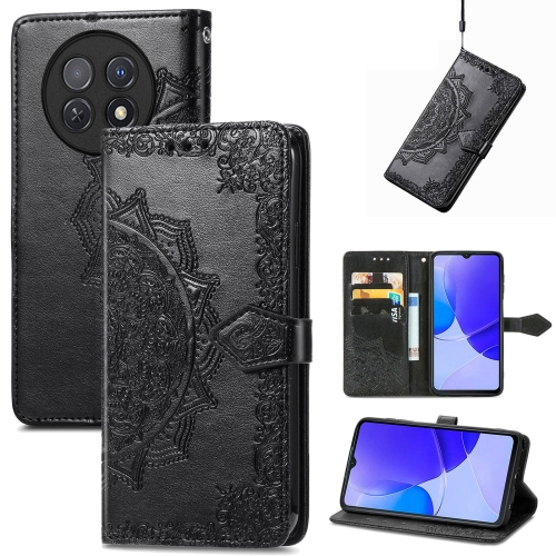 

For Huawei Enjoy 60X Mandala Flower Embossed Leather Phone Case(Black)