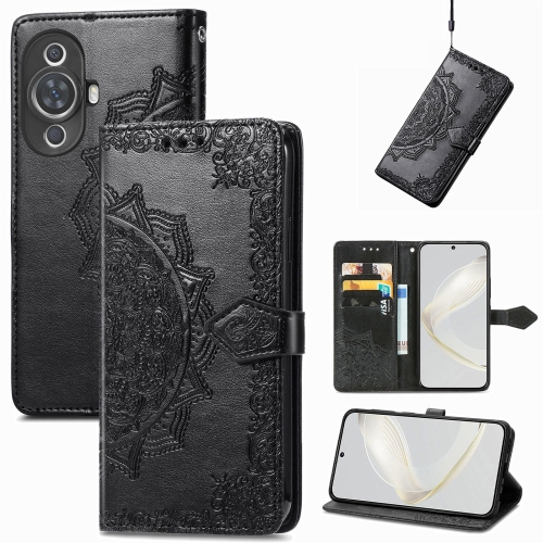 

For Huawei Nova 11 Mandala Flower Embossed Leather Phone Case(Black)