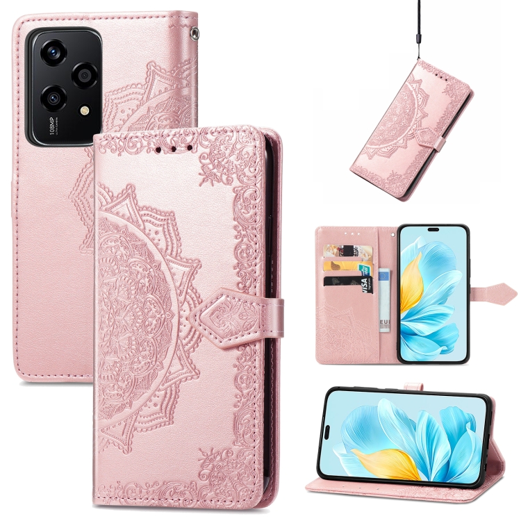 

For Honor 200 Lite Mandala Flower Embossed Leather Phone Case(Rose Gold)