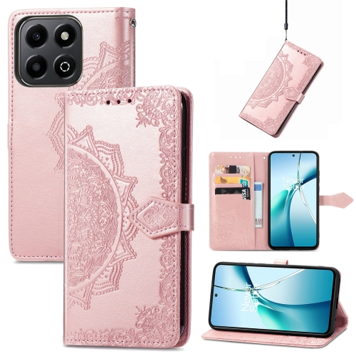 

For Honor 200 Smart Mandala Flower Embossed Leather Phone Case(Rose Gold)