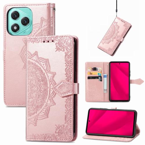 

For Honor 400 Lite Mandala Flower Embossed Leather Phone Case(Rose Gold)