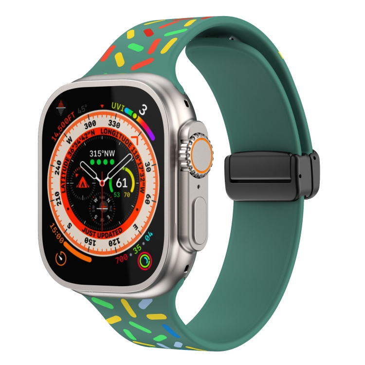 Apple Watch 3 42mm レインボードットシリコン磁気ブラックバックル 