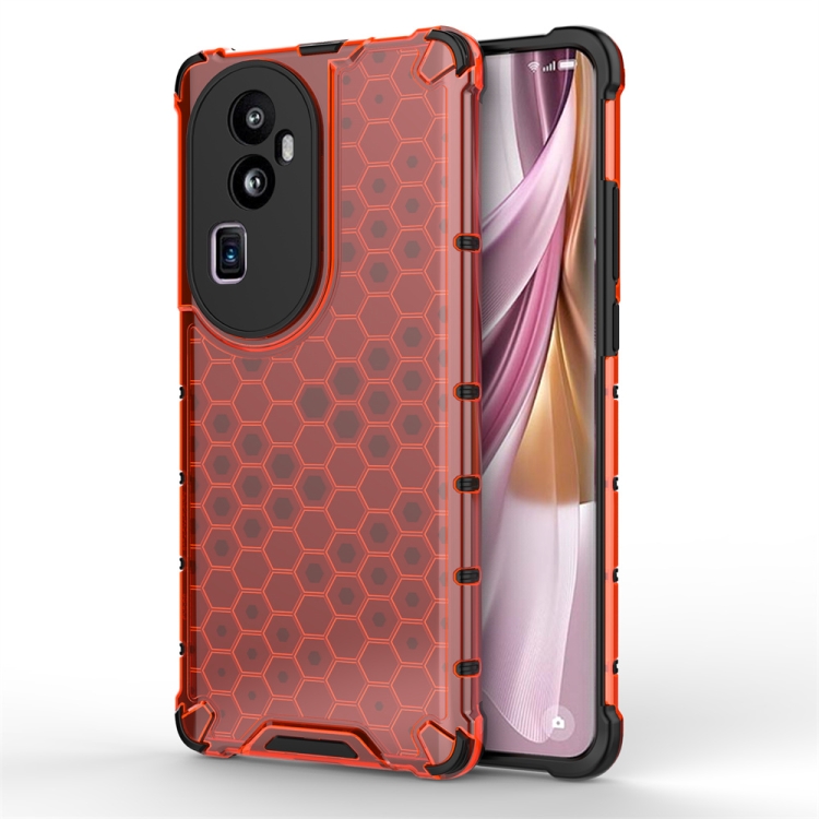 

For OPPO Reno10 Shockproof Honeycomb Phone Case(Red)