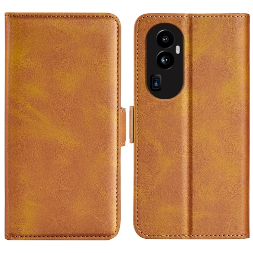 

For OPPO Reno10 Pro+ Dual-side Magnetic Buckle Horizontal Flip Leather Phone Case(Yellow)