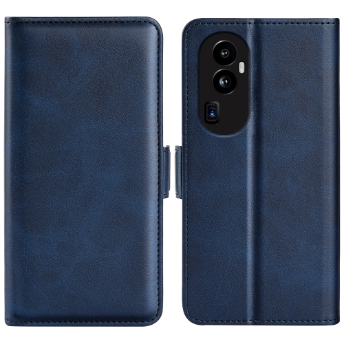 

For OPPO Reno10 Pro+ Dual-side Magnetic Buckle Horizontal Flip Leather Phone Case(Dark Blue)