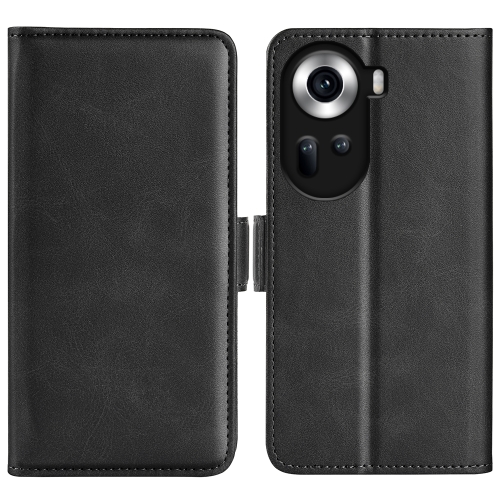 

For OPPO Reno11 5G Global Dual-side Magnetic Buckle Horizontal Flip Leather Phone Case(Black)