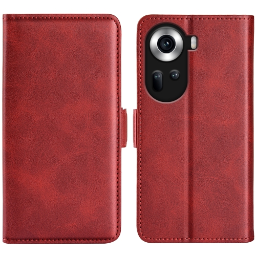 

For OPPO Reno11 5G Global Dual-side Magnetic Buckle Horizontal Flip Leather Phone Case(Red)