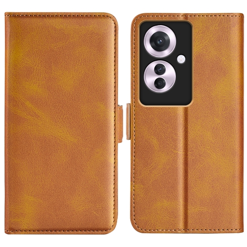 

For OPPO Reno11 F 5G Dual-side Magnetic Buckle Horizontal Flip Leather Phone Case(Yellow)