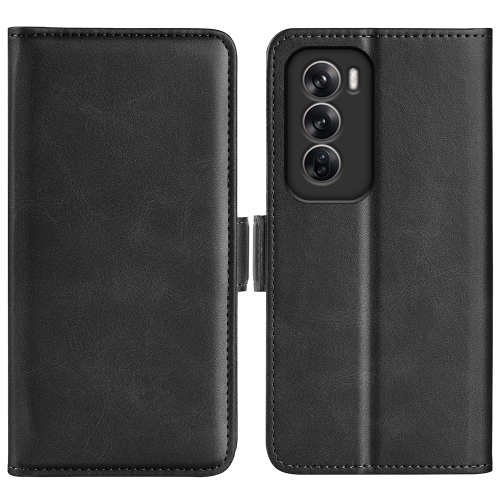 

For OPPO Reno12 5G Global Dual-side Magnetic Buckle Horizontal Flip Leather Phone Case(Black)