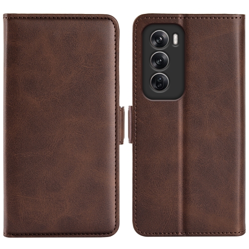 

For OPPO Reno12 Pro 5G Global Dual-side Magnetic Buckle Horizontal Flip Leather Phone Case(Brown)