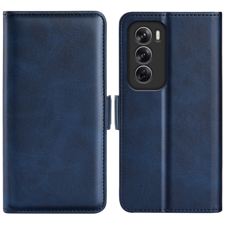

For OPPO Reno12 Pro 5G Global Dual-side Magnetic Buckle Horizontal Flip Leather Phone Case(Dark Blue)
