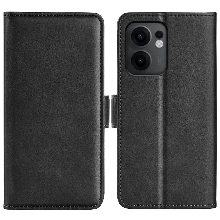 

For OPPO Reno13 F Dual-side Magnetic Buckle Horizontal Flip Leather Phone Case(Black)