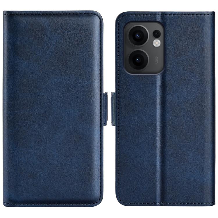 

For OPPO Reno13 F Dual-side Magnetic Buckle Horizontal Flip Leather Phone Case(Dark Blue)