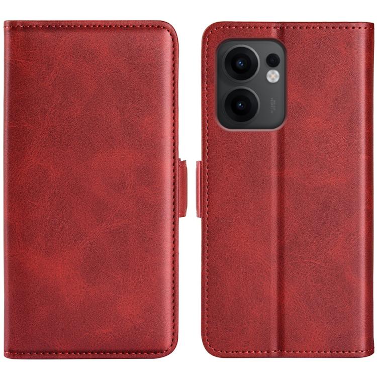 

For OPPO Reno13 F Dual-side Magnetic Buckle Horizontal Flip Leather Phone Case(Red)