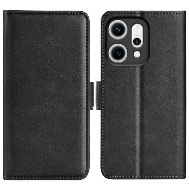 

For OPPO Reno14 5G Global Dual-side Magnetic Buckle Horizontal Flip Leather Phone Case(Black)