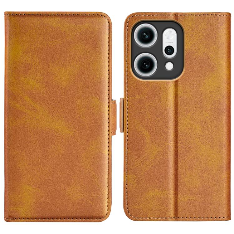 

For OPPO Reno14 5G Global Dual-side Magnetic Buckle Horizontal Flip Leather Phone Case(Yellow)