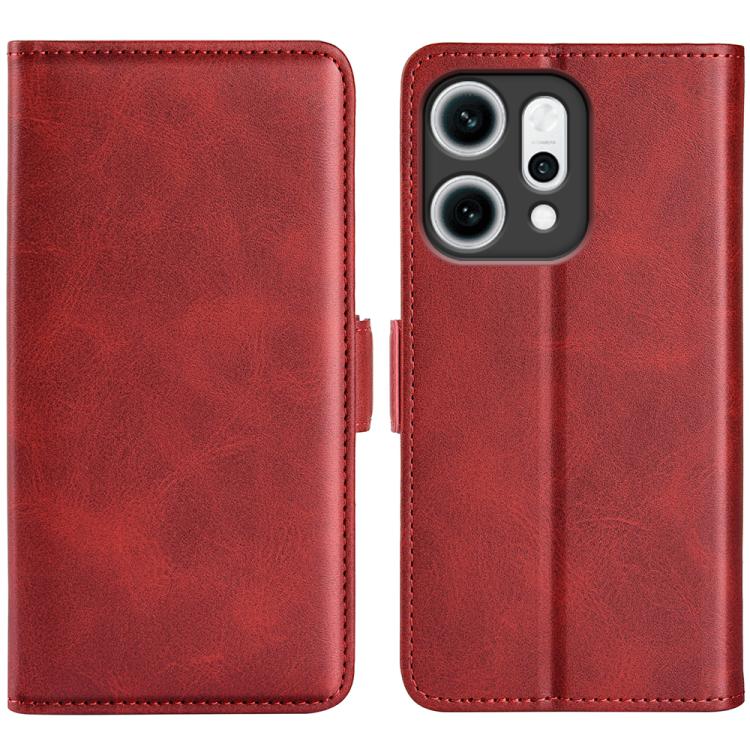 

For OPPO Reno14 5G Global Dual-side Magnetic Buckle Horizontal Flip Leather Phone Case(Red)