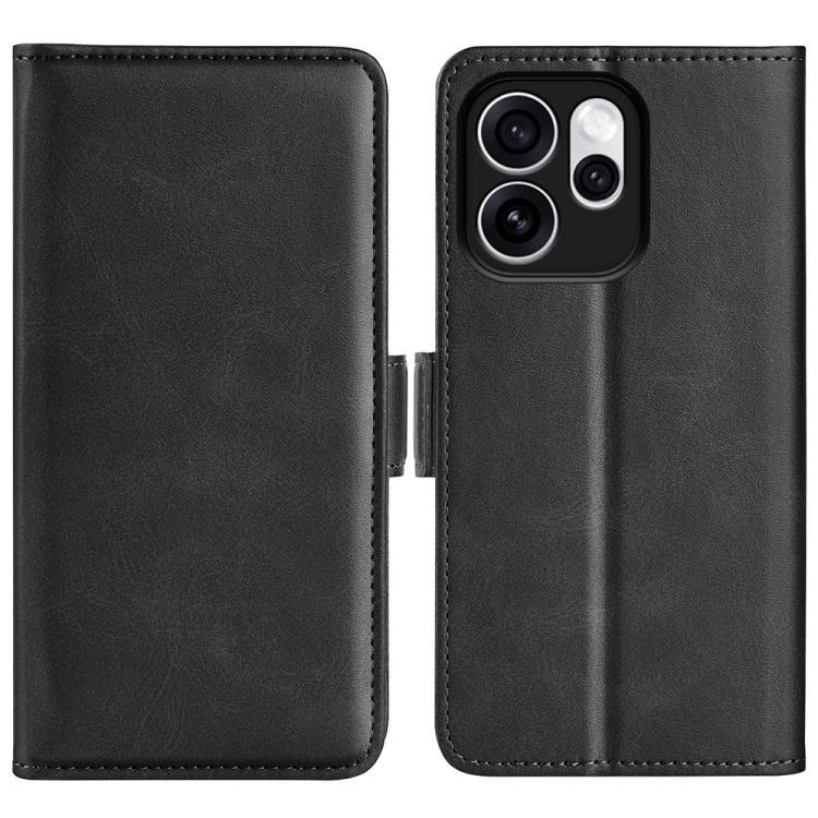 For OPPO Reno15 Pro Max Global Dual-side Magnetic Buckle Horizontal Flip Leather Phone Case(Black)