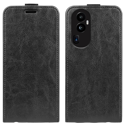 

For OPPO Reno10 Pro+ R64 Texture Single Vertical Flip Leather Phone Case(Black)